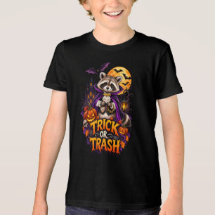 Camiseta Triblenda Mapache de Halloween vampiro de truco o basura 
