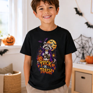 Camiseta Triblenda Mapache de Halloween vampiro de truco o basura 