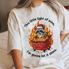 Camiseta Triblenda Mapache Divertido Incendio de Contenedor de Navida