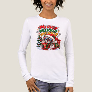 Camiseta Triblenda Mapache Festivo Árbol de Navidad Cocoa Caliente Al