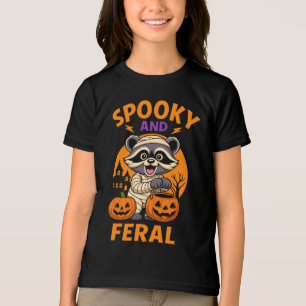 Camiseta Triblenda Mapache lindo en calabaza espeluznante de Hallowee