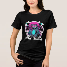 Camiseta Triblenda Mapache Vaporwave Estética Retro Años 80