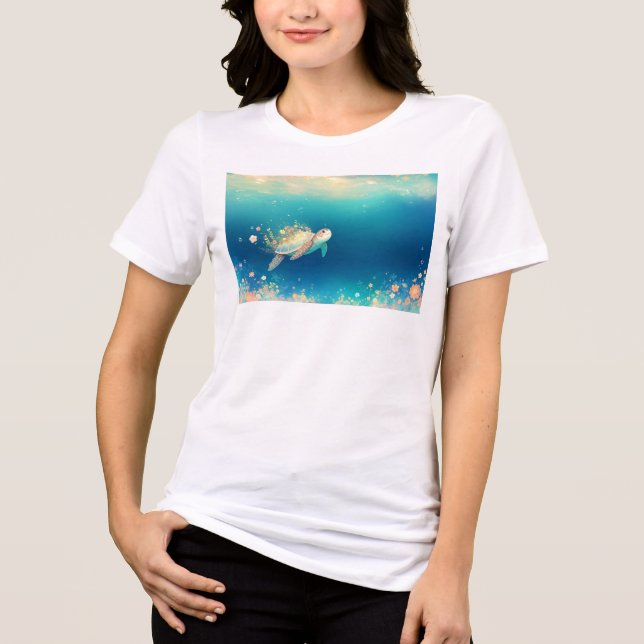 Camiseta Triblenda Maravilla floral de tortuga bajo el mar (Anverso)