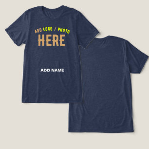 CAMISETA TRIBLENDA MARCA AZUL SÓLIDA NAVY DE PERSONALIZABLE ESTILO MO