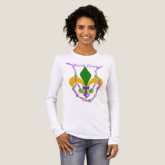 Camiseta Triblenda Mardi Gras Bead Necklace and Fleur de Lis (Anverso Completo)