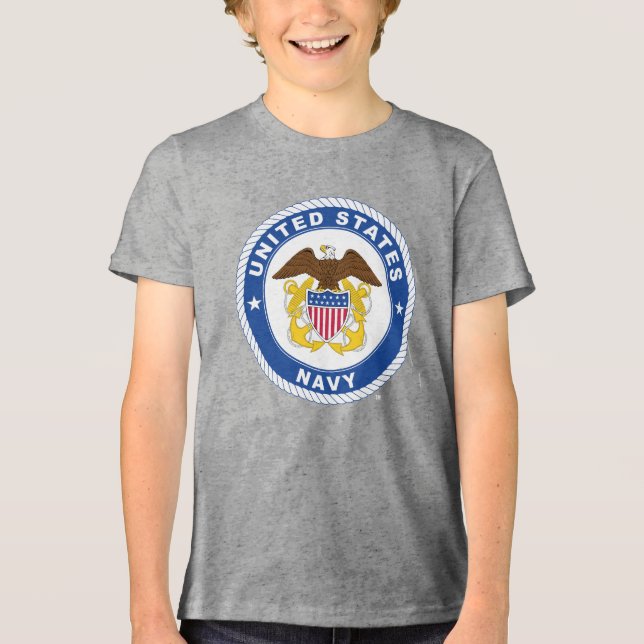 Camiseta Triblenda Marina de Estados Unidos | Oficial Escudo (Anverso)