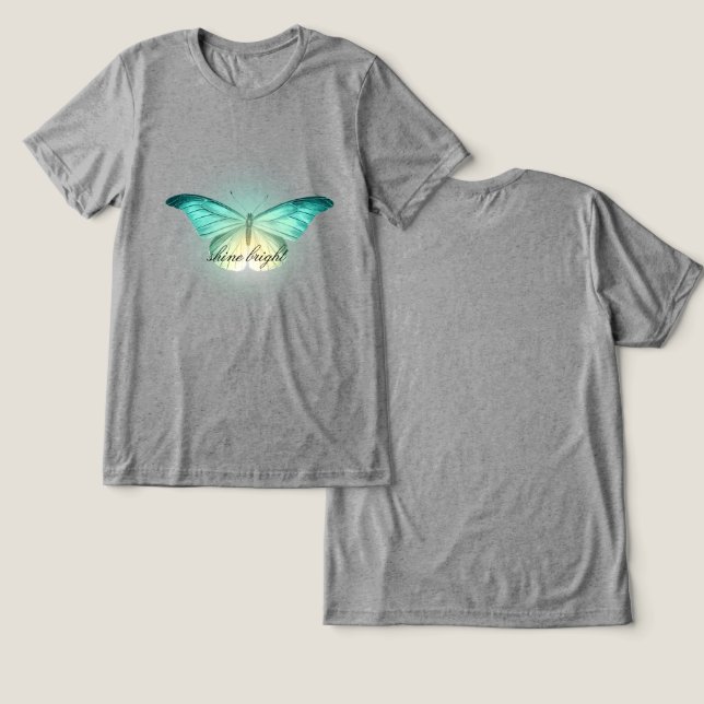 Camiseta Triblenda Mariposa de crema de menta brillante (Diseño Anverso y Reverso)