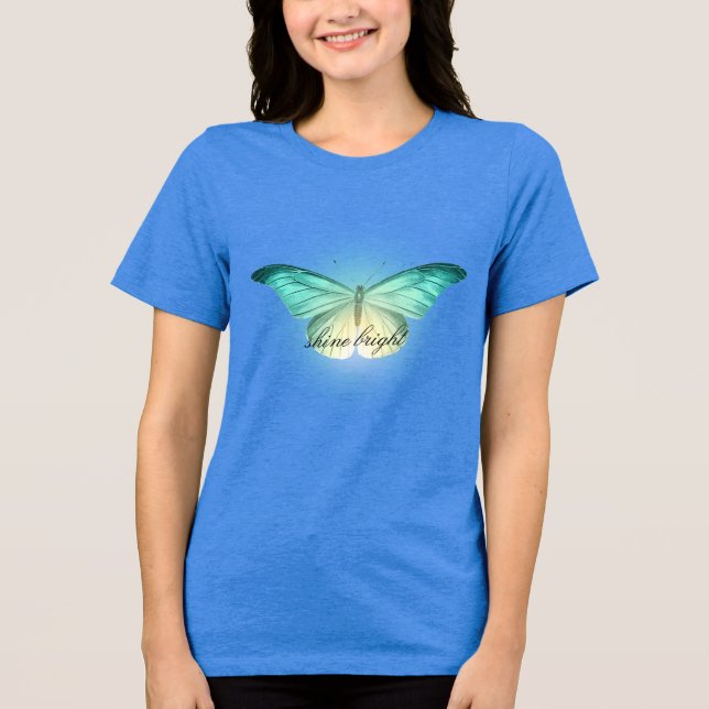 Camiseta Triblenda Mariposa de crema de menta brillante (Anverso)