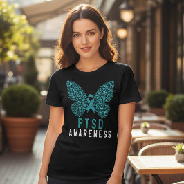 Camiseta Triblenda Mariposa de la cinta azul de concienciación sobre 