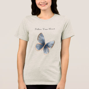 Camiseta Triblenda Mariposa de mezclilla azul falsa