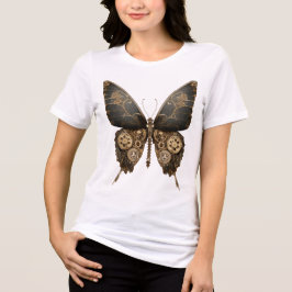 Camiseta Triblenda Mariposa de vaporización oscura con artes de vinta