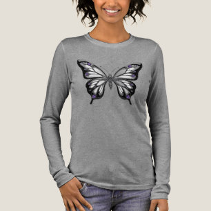Camiseta Triblenda Mariposa Morada Ametista Cromo Líquido Futurista