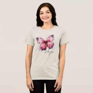 Camiseta Triblenda Mariposa rosa de esperanza inspiradora