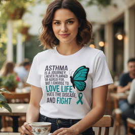 Camiseta Triblenda Mariposa Verde Teal Conciencia del Asma