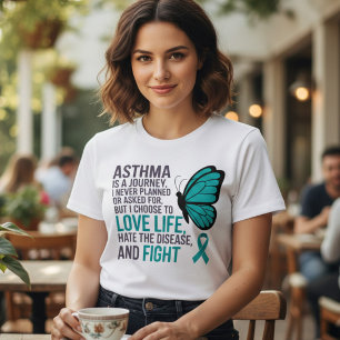 Camiseta Triblenda Mariposa Verde Teal Conciencia del Asma