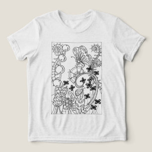 Camiseta Triblenda mariposa y mariposa con flores