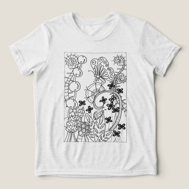 Camiseta Triblenda mariposa y mariposa con flores (Diseño delantero )
