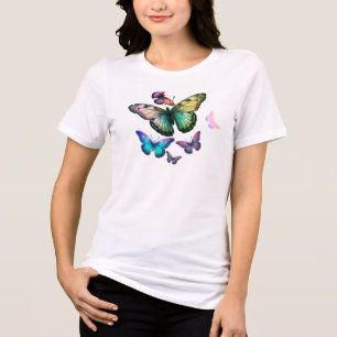 Camiseta Triblenda Mariposas de colores brillantes en parte delantera