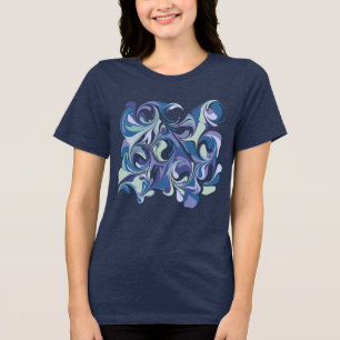 Camiseta Triblenda Mármol Giratorio Azul Abstracto Personalizado