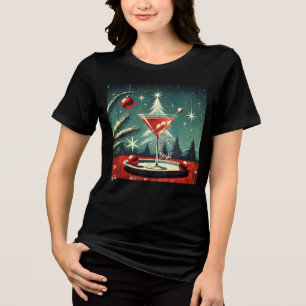 Camiseta Triblenda Martini de árbol de Navidad Retro 50s Nevada
