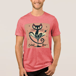 Camiseta Triblenda Martini de gato negro de la era espacial futurista