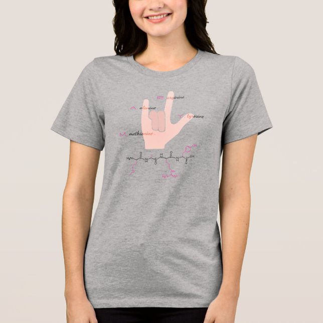 Camiseta Triblenda MARY peptide, I-love-U sign w/ custom text (Anverso)