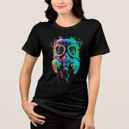 Camiseta Triblenda Máscara de gas neón: arte del caos vibrante