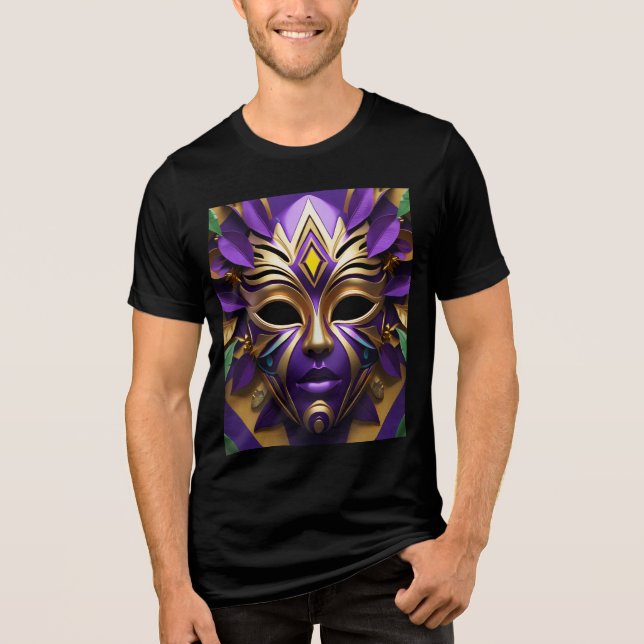 Camiseta Triblenda Máscara de Mardi Gras 1 Espíritu de carnaval mascu (Anverso)
