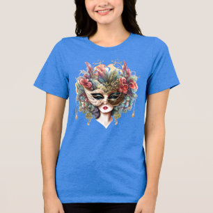 Camiseta Triblenda Máscara de mascarada veneciana de oro rosa con más