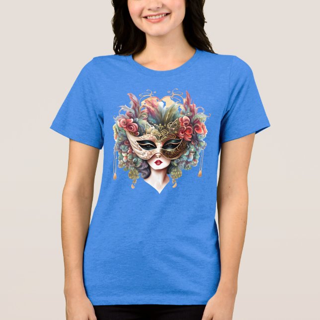 Camiseta Triblenda Máscara de mascarada veneciana de oro rosa con más (Anverso)