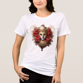 Camiseta Triblenda Máscara de mascarada veneciana de oro rosa rojo en