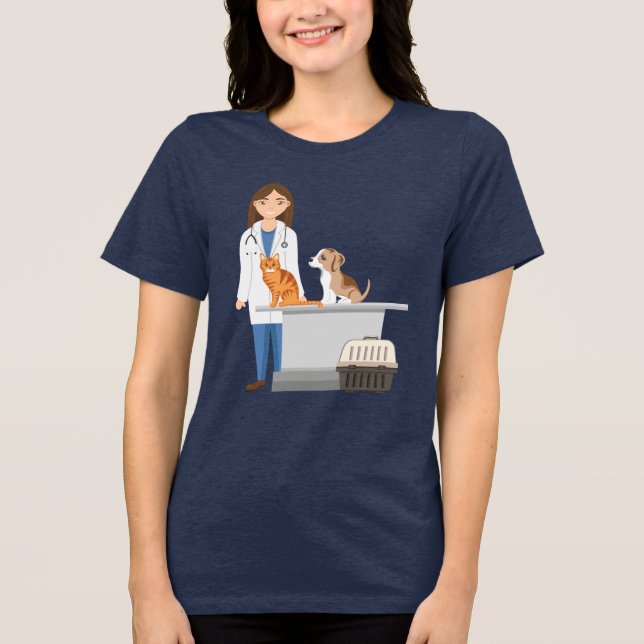 Camiseta Triblenda Mascota de la Clínica Veterinaria Médico Animal (Anverso)