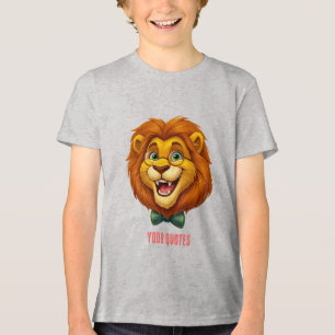 Camiseta Triblenda Mascota de León Adorable con Pajarita para Niños