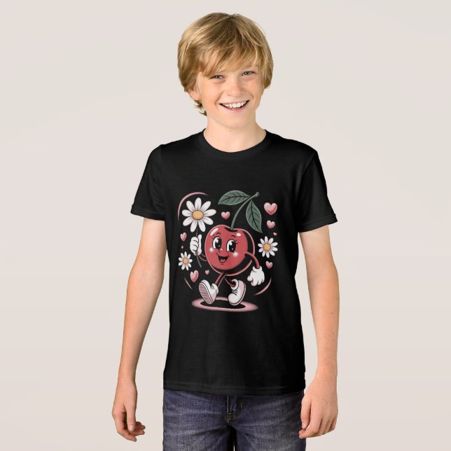 Camiseta Triblenda Mascota Delight Cherry - Personaje Retro Cherry (Anverso Completo)
