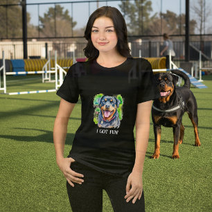 Camiseta Triblenda Mascota familiar Rottweiler de acuarela abstracta