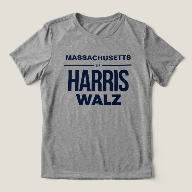 Camiseta Triblenda Massachusetts para Harris Walz (Diseño delantero )