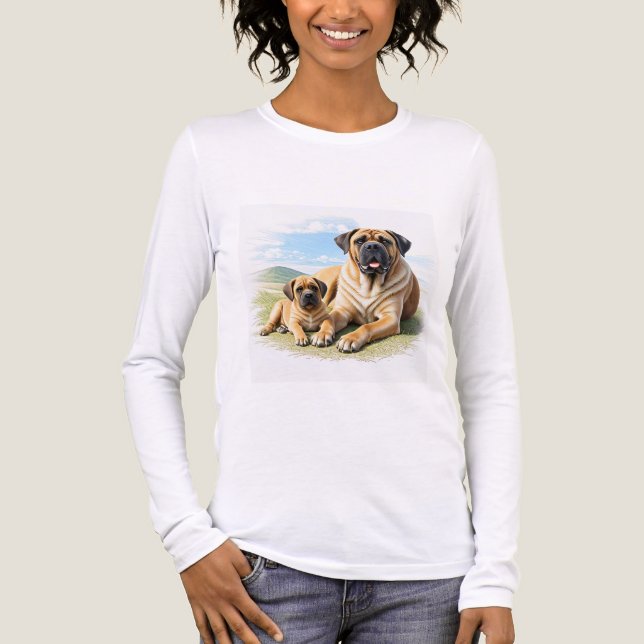 Camiseta Triblenda Mastiff englische Dogge mit Kind im Urlaub (Anverso)