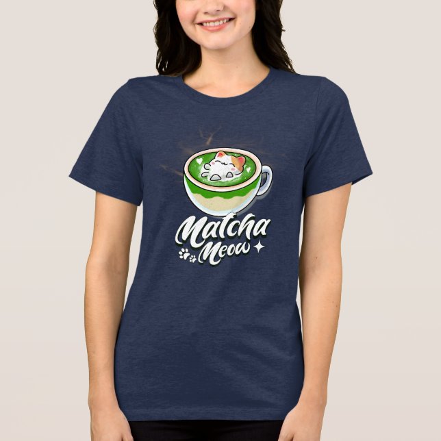 Camiseta Triblenda Matcha Latte y Cat Aovers Matcha Meow (Anverso)