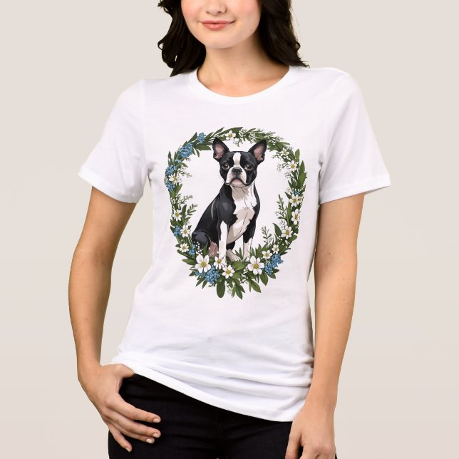 Camiseta Triblenda Mayflowers 1 De Boston Terrier Y Massachusetts (Anverso)