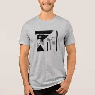 Camiseta Triblenda MCM inclinado geométrico gris negro Resumen pequeñ