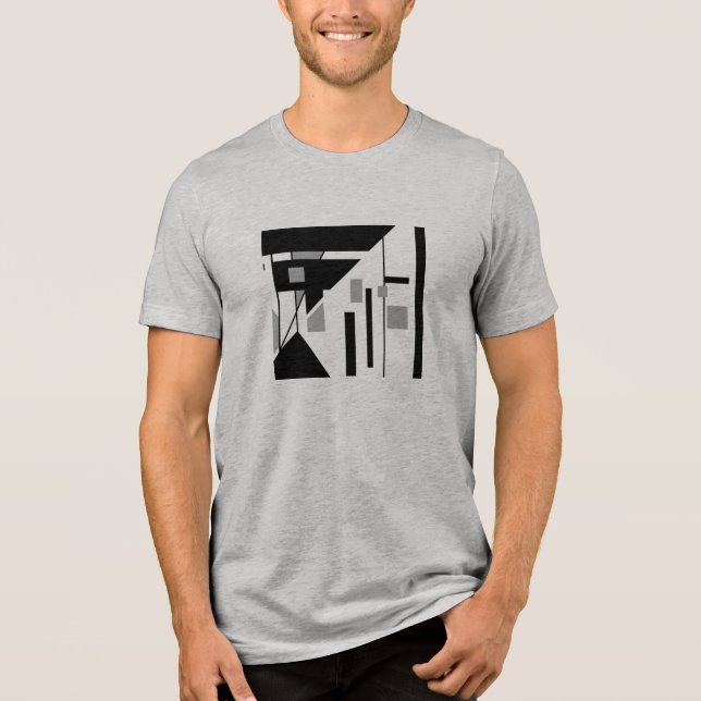 Camiseta Triblenda MCM inclinado geométrico gris negro Resumen pequeñ (Anverso)
