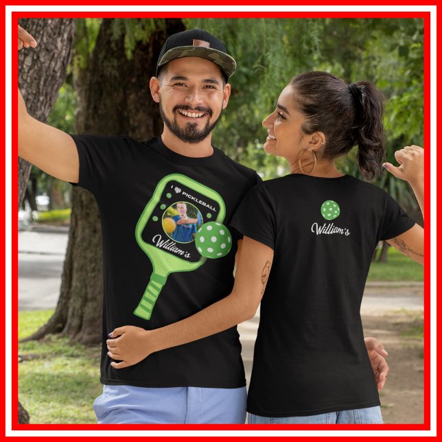 Camiseta Triblenda Me encanta la foto deportiva de Pickleball Green P (I Love Pickleball Green Paddle Cute Sports PHOTO Tri-Blend Shirt)