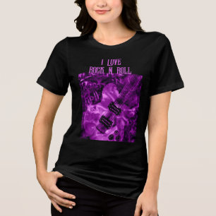 Camiseta Triblenda Me encanta Rock N Roll Electric Guitarra Pintando 