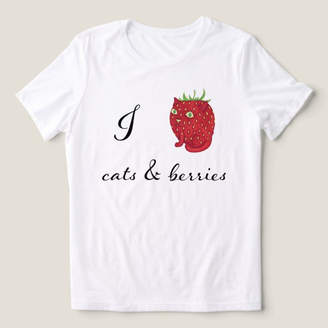 Camiseta Triblenda Me encantan los gatos y las bayas (Diseño delantero )