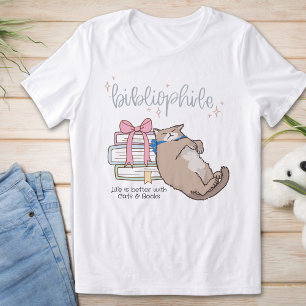 Camiseta Triblenda Me encantan los gatos y los libros, la bibliófila 