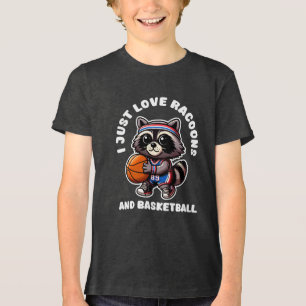 Camiseta Triblenda Me encantan los mapaches y el baloncesto, amante d