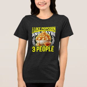Camiseta Triblenda me gusta el palomitas de maíz y quizás 3 personas