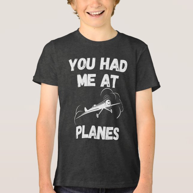 Camiseta Triblenda Me Tenías En Los Aviones Typografía, Aviación, Gra (Anverso)