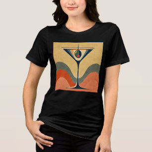 Camiseta Triblenda Mediados del siglo Moderno "ola martini de olivos 