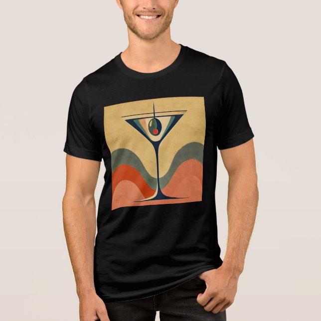 Camiseta Triblenda Mediados del siglo Moderno "ola martini de olivos  (Anverso)
